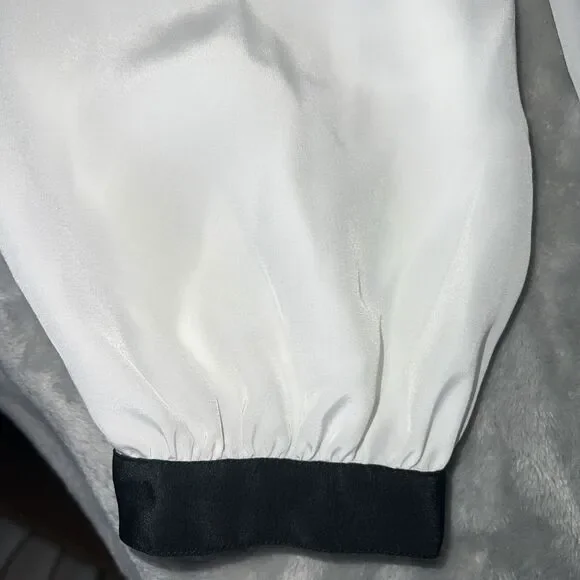 LLOYD WILLIAMS Vintage 90s Womens 36 Satin Ruffle Relax Fit Button Back Blouse - Picture 6 of 9